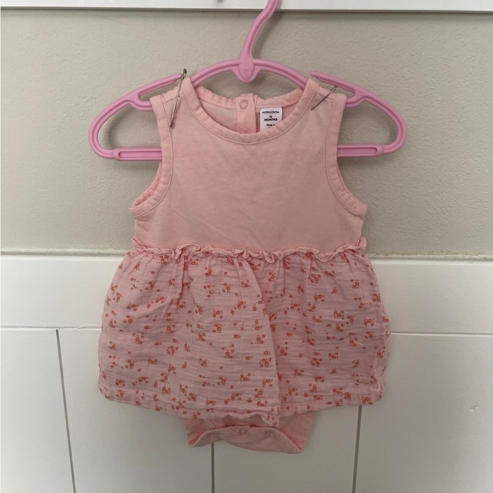 Pink Baby Dress with Floral Skirt